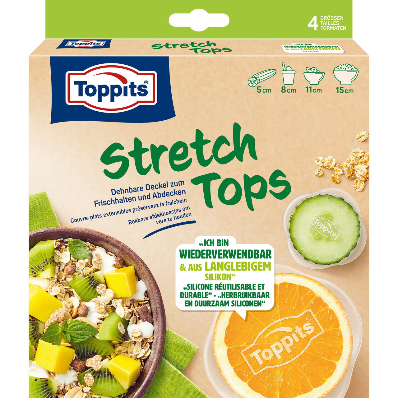 Toppits, Silikondeckel, Stretch Tops, 2023, DE, FR, NL, CH, GS1, New Flash Removal, Update, 